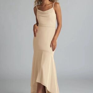 Azazie Beige High Low Dress